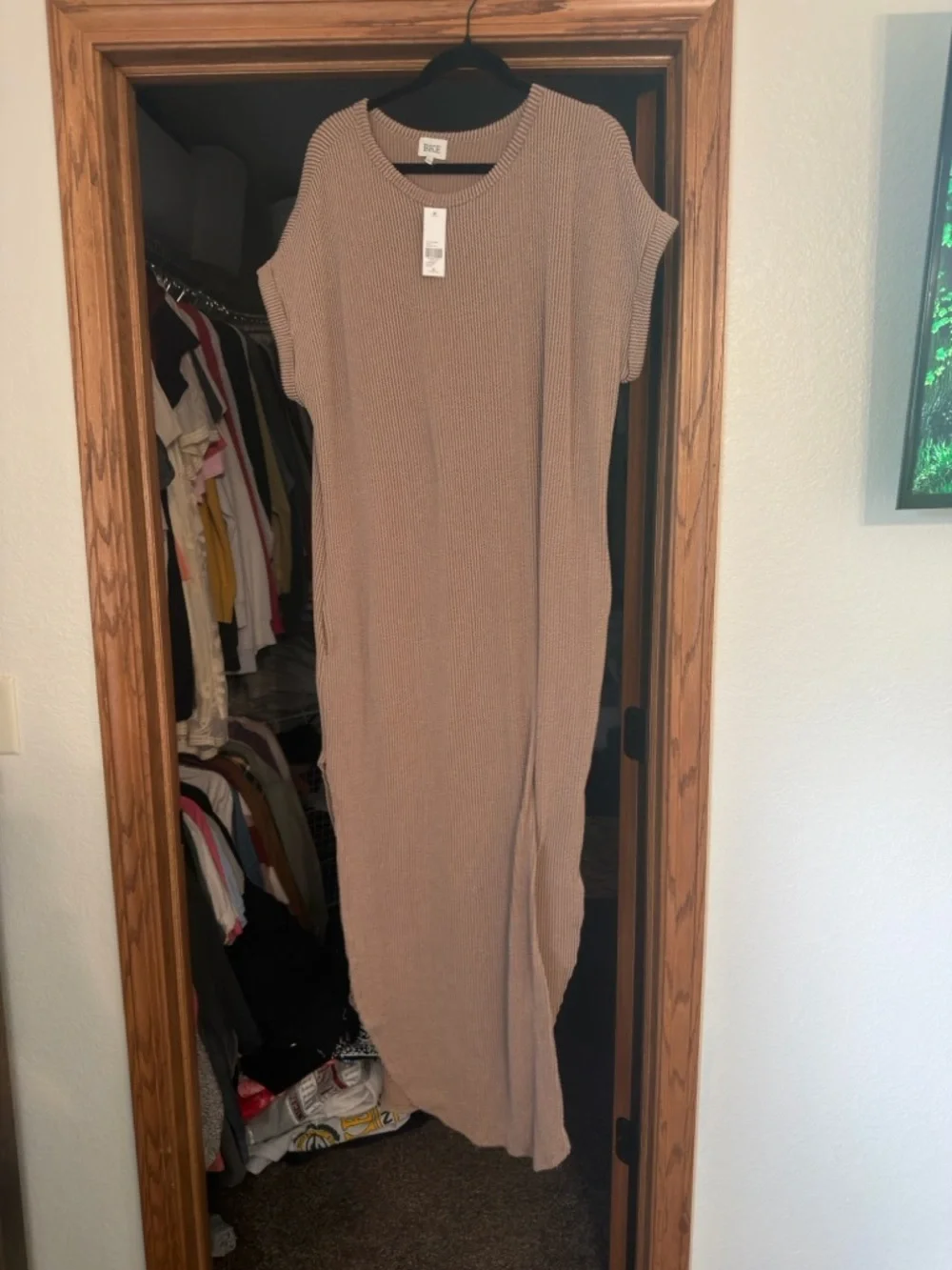 Buckle Sand Ribbed Maxi Dress - Picture 3 of 5